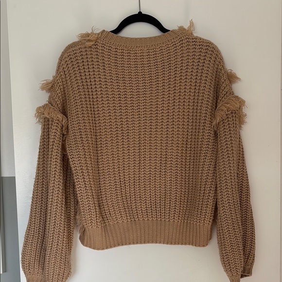 Sadie & Sage Tan Crew Neck Sweater with Ruffle Accents - Picture 7 of 8